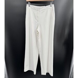 Worthington Pants Women 6 JCPenney Ivory Lined Wide Leg Dress Slacks Work Office